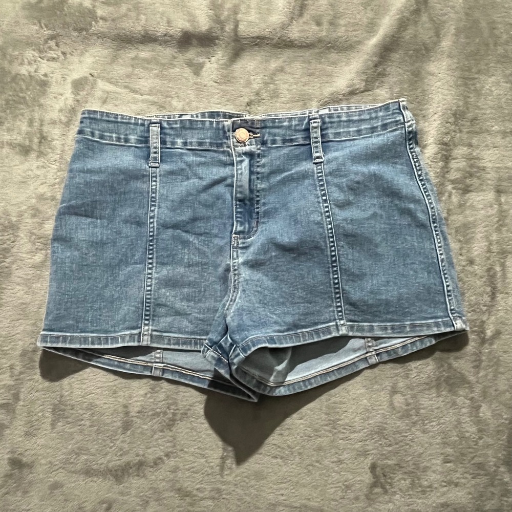 Wild Fable Denim Shorts Womens 12 Blue Super High Rise Seamed Stretch 331052109